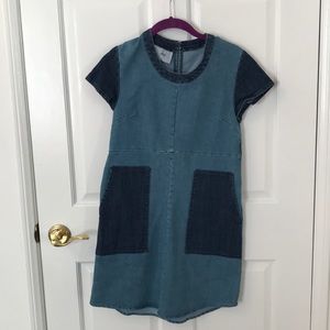 Loup Blue Denim Patch Pocket Shift Dress